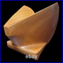 Vintage Modernist Abstract Wood Sculpture Geometric Form Mid Century Art Decor