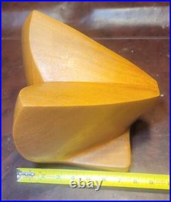 Vintage Modernist Abstract Wood Sculpture Geometric Form Mid Century Art Decor