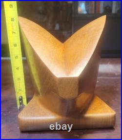 Vintage Modernist Abstract Wood Sculpture Geometric Form Mid Century Art Decor
