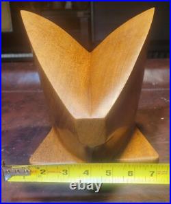 Vintage Modernist Abstract Wood Sculpture Geometric Form Mid Century Art Decor