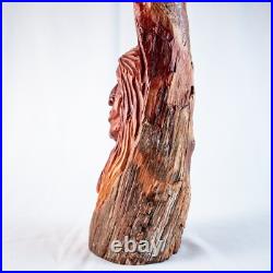 Vintage Native American Chief Handcraft Curved Wood Sculpture Size 20L x 5W