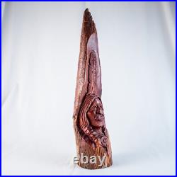 Vintage Native American Chief Handcraft Curved Wood Sculpture Size 20L x 5W