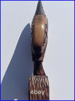 Vintage Native American Indian Wood Carving Statue Sculpture Painting Coastal