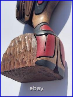 Vintage Native American Indian Wood Carving Statue Sculpture Painting Coastal