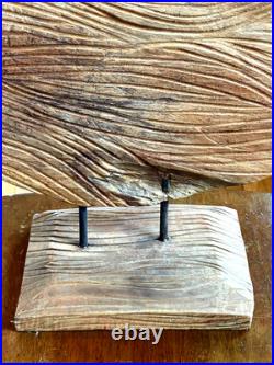 Vintage Nature Inspired Hand-Carved Wood Sculpture Disc Abstract Contemporary