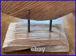 Vintage Nature Inspired Hand-Carved Wood Sculpture Disc Abstract Contemporary