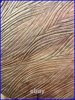 Vintage Nature Inspired Hand-Carved Wood Sculpture Disc Abstract Contemporary