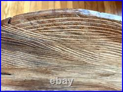 Vintage Nature Inspired Hand-Carved Wood Sculpture Disc Abstract Contemporary