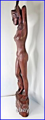 Vintage Nude Balinese Klungkung Wood Wooden Carving Woman Bali Carved 20.5 Vintage Nude Balinese Klungkung Wood Wooden Carving Woman Bali Carved 20.5