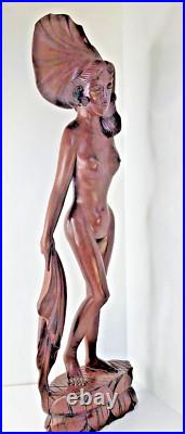 Vintage Nude Balinese Klungkung Wood Wooden Carving Woman Bali Carved 20.5 Vintage Nude Balinese Klungkung Wood Wooden Carving Woman Bali Carved 20.5