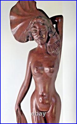 Vintage Nude Balinese Klungkung Wood Wooden Carving Woman Bali Carved 20.5 Vintage Nude Balinese Klungkung Wood Wooden Carving Woman Bali Carved 20.5