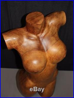 Vintage Nude Carved Wood 24 Tall Female Sculpture Signed/Dated K. M. DARTA 2006