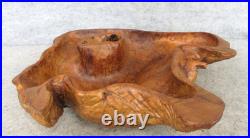 Vintage OOAK Hand Carved Walnut Burl Wood FREEFORM Live Edge Table Decor Bowl