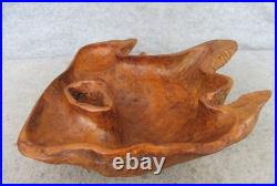 Vintage OOAK Hand Carved Walnut Burl Wood FREEFORM Live Edge Table Decor Bowl
