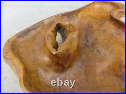 Vintage OOAK Hand Carved Walnut Burl Wood FREEFORM Live Edge Table Decor Bowl