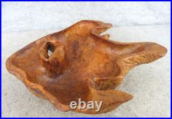 Vintage OOAK Hand Carved Walnut Burl Wood FREEFORM Live Edge Table Decor Bowl