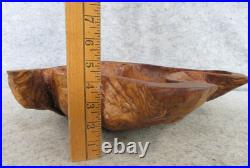 Vintage OOAK Hand Carved Walnut Burl Wood FREEFORM Live Edge Table Decor Bowl
