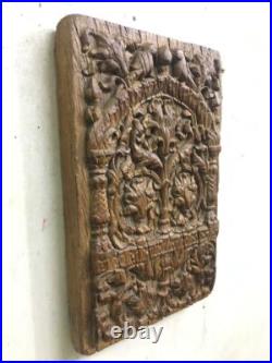 Vintage Old Hand Carved Wooden Rare Parrot, Flower Figure Wall Hanging Panel