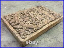 Vintage Old Hand Carved Wooden Rare Parrot, Flower Figure Wall Hanging Panel Vintage Old Hand Carved Wooden Rare Parrot, Flower Figure Wall Hanging Panel
