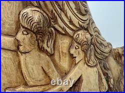 Vintage Olive Wood Carving Art Sculpture Adam & Eve In Paradise Vintage Olive Wood Carving Art Sculpture Adam & Eve In Paradise