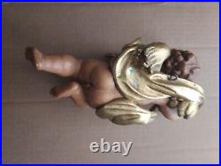Vintage Pair Anri Italy Finely Carved Wood Putti Cherb Wall Sculpture BIN OBO