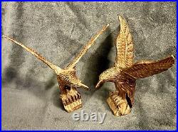 Vintage Pair Carved Ironwood Eagle Sculptures 11&10.9