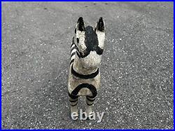 Vintage Primitive Hand Carved Wooden Folk Art Zebra Plant Stand Sculpture