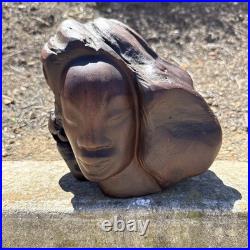 Vintage Raw Carved Wood Lady Figure sculpture Beautiful READ DESC
