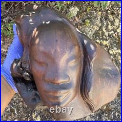 Vintage Raw Carved Wood Lady Figure sculpture Beautiful READ DESC
