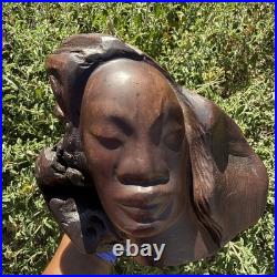 Vintage Raw Carved Wood Lady Figure sculpture Beautiful READ DESC