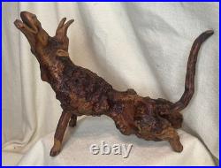 Vintage Root Burl Wood Carving Horned Animal Spirit Folk Art Sculpture Rustic PN