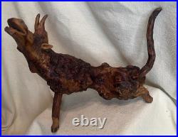 Vintage Root Burl Wood Carving Horned Animal Spirit Folk Art Sculpture Rustic PN