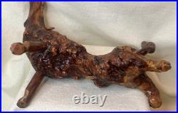 Vintage Root Burl Wood Carving Horned Animal Spirit Folk Art Sculpture Rustic PN
