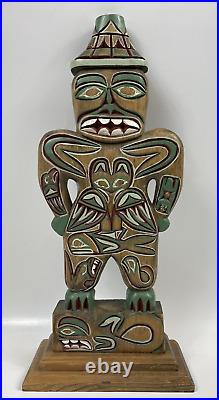 Vintage Signed Sam Williams Carved Wood Medicine Man Totem Sculpture