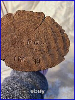 Vintage Signed Wood Carving Folk Art -Tree Spirit Mythical Signed ROX IKE 93