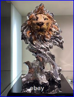 Vintage Silver Lion Sculpture Statue Rare Figurine ArtBe Italy Enamel Art Rare