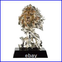 Vintage Silver Lion Sculpture Statue Rare Figurine ArtBe Italy Enamel Art Rare