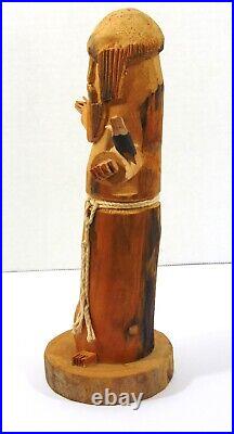 Vintage St. Francis of Assisi Hand Carved Wooden Sculpture Ben Ortega Signed 10H