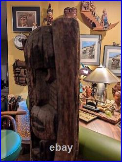 Vintage TIKI Bar Hawaiian Polynesian Wood Sculpture Statue, 1950s Totem Pole