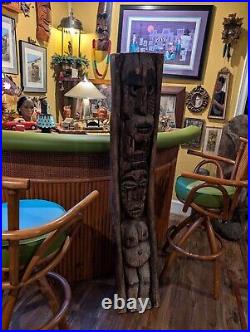 Vintage TIKI Bar Hawaiian Polynesian Wood Sculpture Statue, 1950s Totem Pole