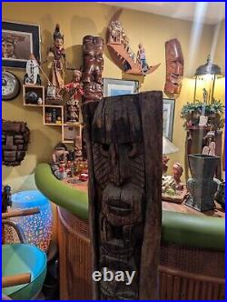 Vintage TIKI Bar Hawaiian Polynesian Wood Sculpture Statue, 1950s Totem Pole