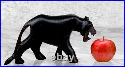 Vintage Traditional Black Panther Wood Carved Sculpture