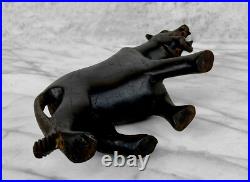 Vintage Traditional Black Panther Wood Carved Sculpture