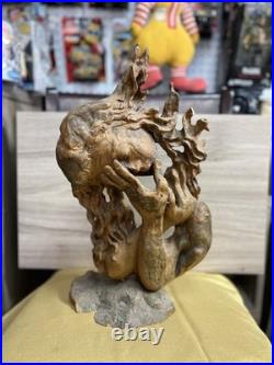 Vintage Tree Root Sculpture of A Woman In Thought One of A Kind Art Piece