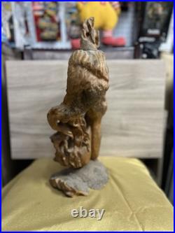 Vintage Tree Root Sculpture of A Woman In Thought One of A Kind Art Piece