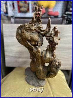 Vintage Tree Root Sculpture of A Woman In Thought One of A Kind Art Piece