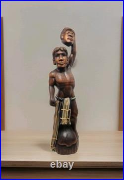 Vintage Tribal Headhunter Carved Wood Sculpture Severed Head in Hand 42 Tall Vintage Tribal Headhunter Carved Wood Sculpture Severed Head in Hand 42 Tall