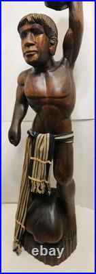 Vintage Tribal Headhunter Carved Wood Sculpture Severed Head in Hand 42 Tall Vintage Tribal Headhunter Carved Wood Sculpture Severed Head in Hand 42 Tall