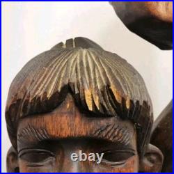 Vintage Tribal Headhunter Carved Wood Sculpture Severed Head in Hand 42 Tall Vintage Tribal Headhunter Carved Wood Sculpture Severed Head in Hand 42 Tall