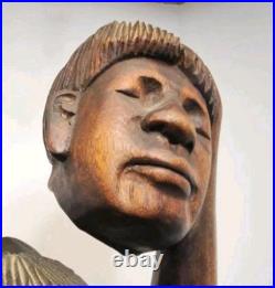 Vintage Tribal Headhunter Carved Wood Sculpture Severed Head in Hand 42 Tall Vintage Tribal Headhunter Carved Wood Sculpture Severed Head in Hand 42 Tall